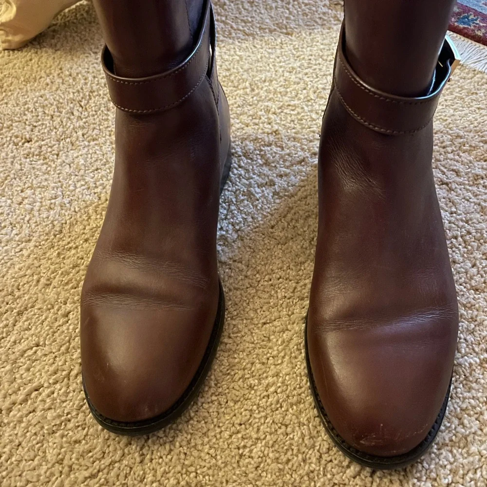 Women's Brown Leather Ankle Boots with Buckle
